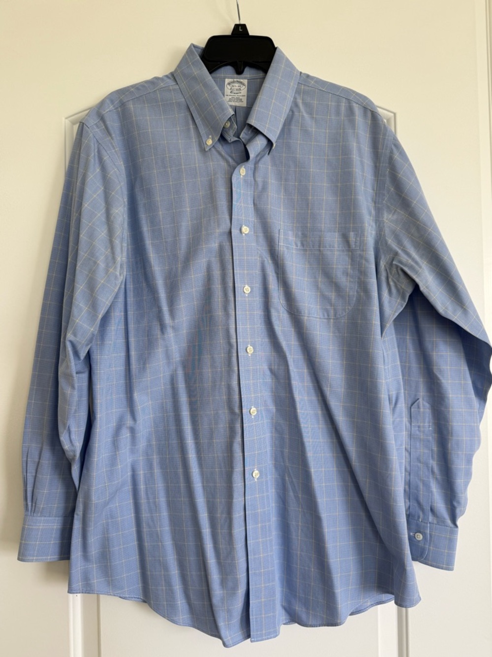 Classic Light Blue Windowpane Dress Shirt